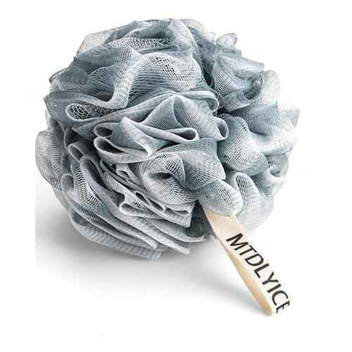 Loofah Sponge, XXL Large Loofah 100g 4 Pack, Bath Sponge Soft Mesh Shower Loofah for Men, Body Scrub, Shower Pouf Bath Accessories, for Body Wash, Soap (Blue Gray)