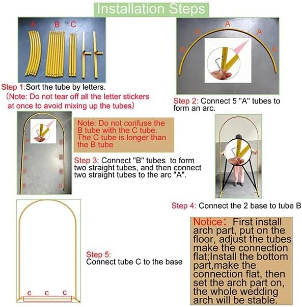Metal Arch Backdrop Stand 7.2FT Gold Wedding Balloon Arched Backdrop Stand Square Arch Frame for Birthday Valentines Day Party Bridal Baby Shower Ceremony Decoration