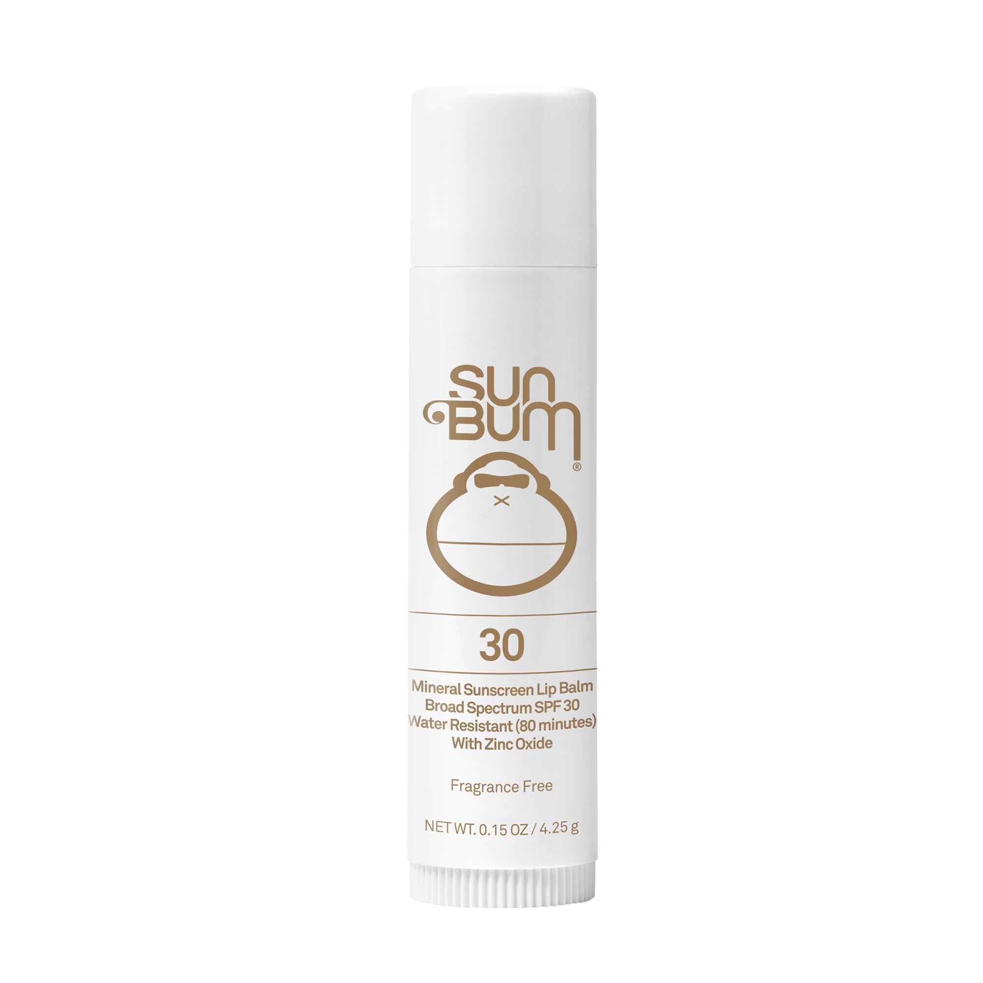 Sun Bum SPF 30 Mineral Sunscreen Lip Balm - Hawaii Act 104 Compliant (Without Octinoxate & Oxybenzone) - Zinc-Based Broad Spectrum UVA/UVB Lip Protection - 0.15 oz Stick