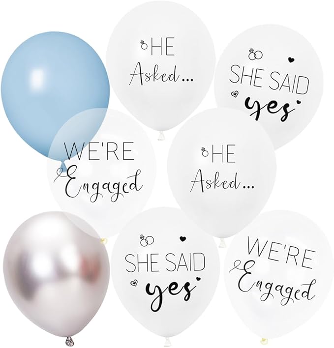 Engagement Party Balloons HE ASKED,SHE SAID Yes WE'RE ENGAGED Balloons Blue Latex Balloon for Bridal Shower Engagement Bachelorette Wedding Party Decoration