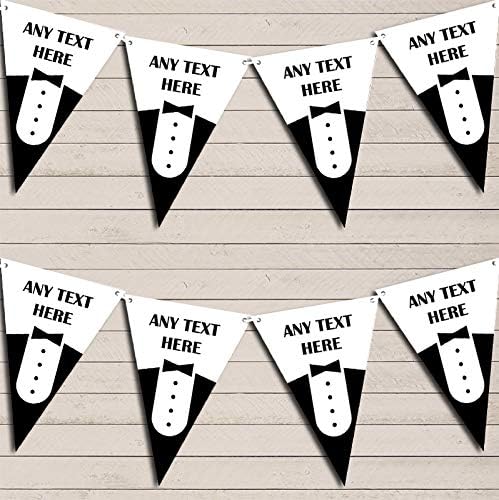 Tuxedo Prom Black Tie James Bond Personalized Birthday Party Bunting - Hanging Party Decoration - Birthday Party Banner Garland | Decorative Party Supplies