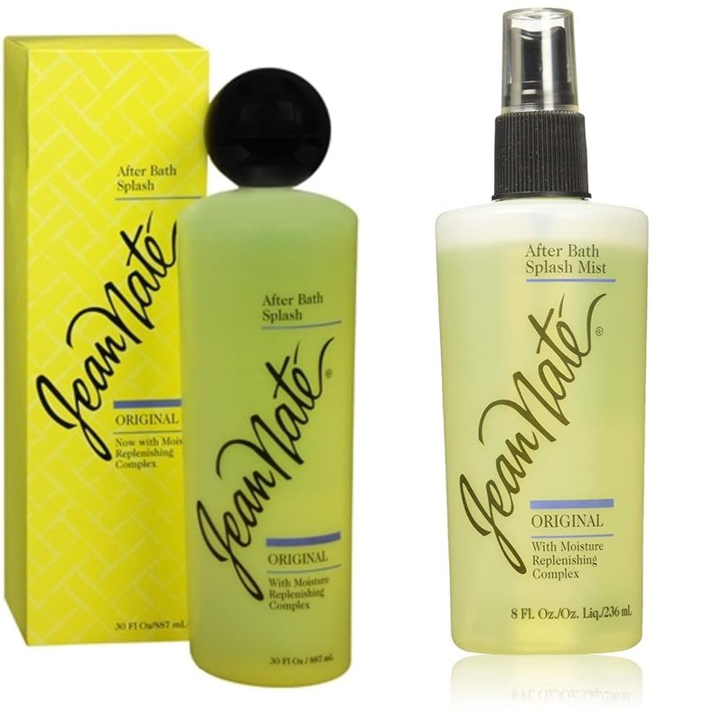 Jean Nate After Bath Splash, Original Bath Body Mist Infused with Vitamin E and Aloe Vera, 30 Fl Oz & 8 Fl Oz