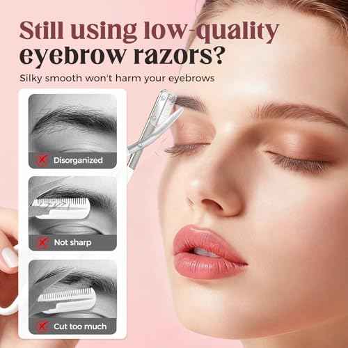 Eyebrow Trimmer Scissor, 2-in-1 Professional Eyebrow Scissors with Comb, Portable Razor for Home Use, Removal Shaping Tool for Women (White)
