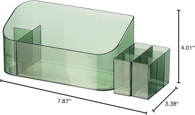 SUNFICON Makeup Tray Holder Organizer Cosmetic Display Case Tabletop Desktop Vanity Countertop Bathroom Wall Cabinet Medicine Storage Box 9 Dividers 2 Removable for Womens Ladies Girls Crystal Green