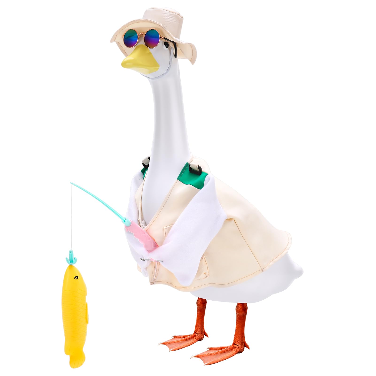 Hoemwarm Fishing Porch Goose Outfits Set Cute Porch Goose Outfits Costume Clothes for 23 Inch Statue Outdoor Garden Yard Patio Camping Fishing Party Decoration