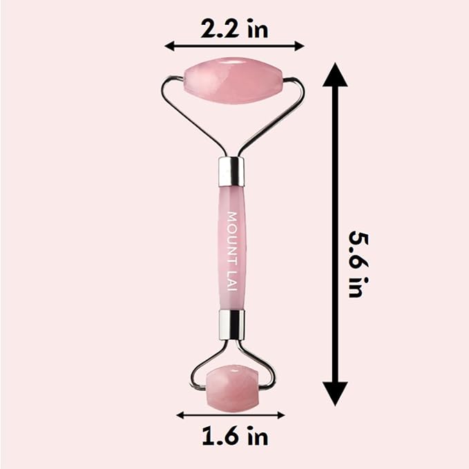 Mount Lai De-Puffing Rose Quartz Facial Roller – The Stone of Love, Certified Rose Quartz Face Roller for Anti-Aging, Soothing & Radiant Skin, Facial Massager Tool for Self-Care Ritual
