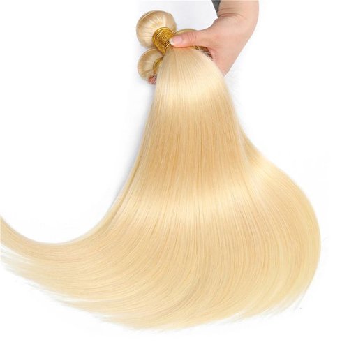613 Blonde Bundles Human Hair Straight Hair 3 Bundles Human Hair 14 16 18 Inch 12A Brazilian Virgin Hair 613 Hair Weave Extensions