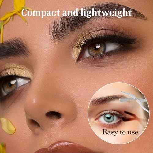 Eyebrow Scissors with Comb and Brush, Portable Eyebrow Trimming Scissors, Stainless Steel Eye Brow Grooming Shears for Men and Women Beard Eyelashes Eyebrows Facial Hair