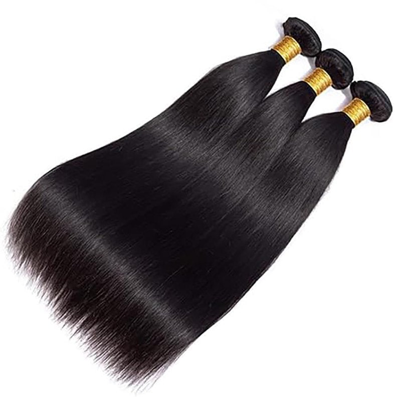 Straight Human Hair Bundles 14 16 18 Inch 1B Color Natural Black Human Hair 12A Unprocessed Native Virgin Hair 100/PC 3 Extensions Wet and Wavy Weave for Women