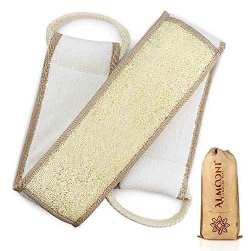 Almooni Natural Egyptian Loofah Back Scrubbers for Use in Shower, Exfoliating Natural Loofah Back Scrubber for Shower for Men and Women to Clean Your Back Deeply - 1 Count (1 Pack)