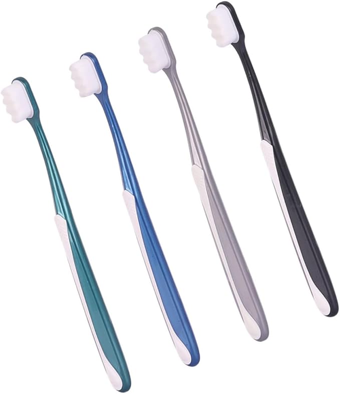4pcs Large Head Soft Bristle Toothbrushes for Adults Japanese Style Ergonomic Grip Wide Brush Head for Plaque Removal and Gum Care Random Colors Random Color