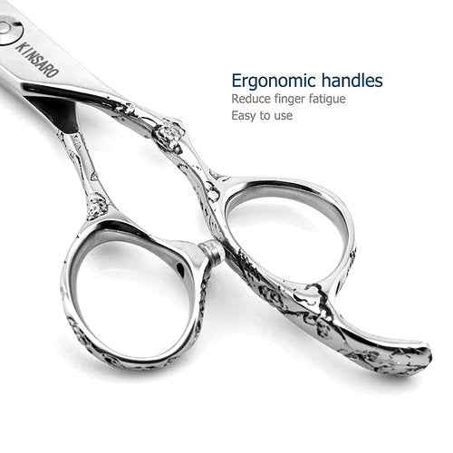5.5" Barber Scissors Set Hair Scissors Professional Hair Cutting Shears Japan 440C Thinning Shears Convex 440C Blades Kinsaro