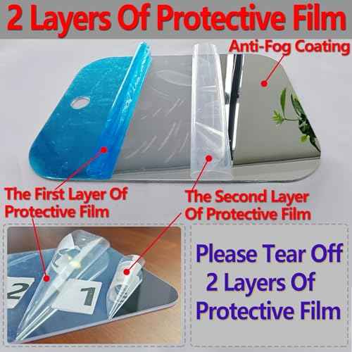 Shower Mirror Fogless for Shaving, Medium 8 x 6 inch Mirror for Wall Hanging, Frameless Portable Travel Camping Mirrors Shatterproof Handheld Locker Shave Mirrors Makeup Plastic Anti Fog Free Bathroom