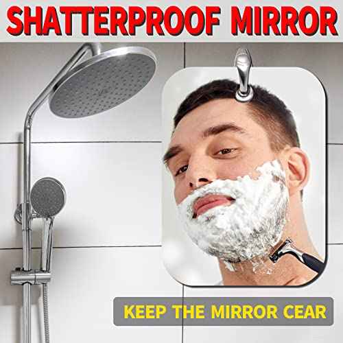 Shower Mirror Fogless for Shaving, 6 x 4 inches Small Mirror for Wall Camping, Frameless Portable Hanging Travel Mirrors, Unbreakable Handheld Locker, Makeup Plastic, Anti Fog Shave Mirrors, Bathroom