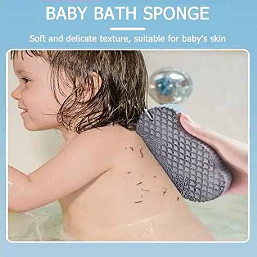Magic Exfoliating Bath Sponge,3D Super Soft Exfoliating Bath Sponge, Skin Friendly and Reusable for Adults Children and Pregnant Women. (Blue+Pink)