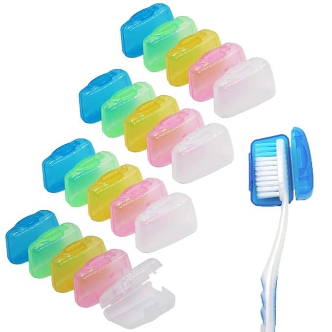 V-TOP 20 Pack Travel Toothbrush Head Covers, Portable Toothbrush Pod Caps Case Protector for Home and Outdoor