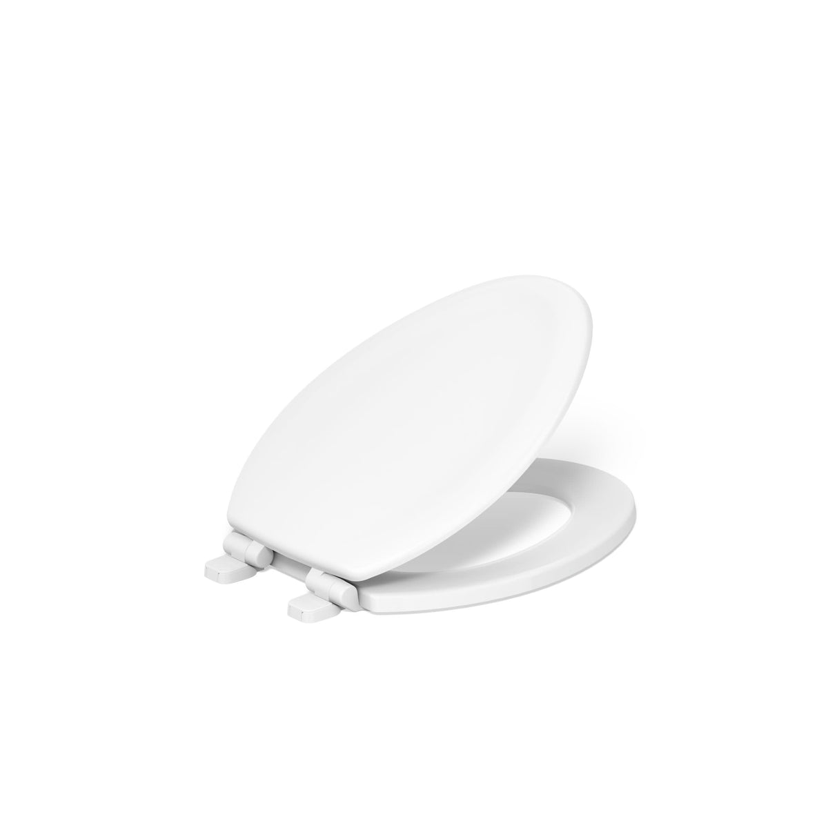 KOHLER Stonewood Quiet-Close, Elongated Toilet Seat Soft Close, Durable Wood, Easy Installation, Universal Fit, Home Essentials, White Finish, K-20466-0