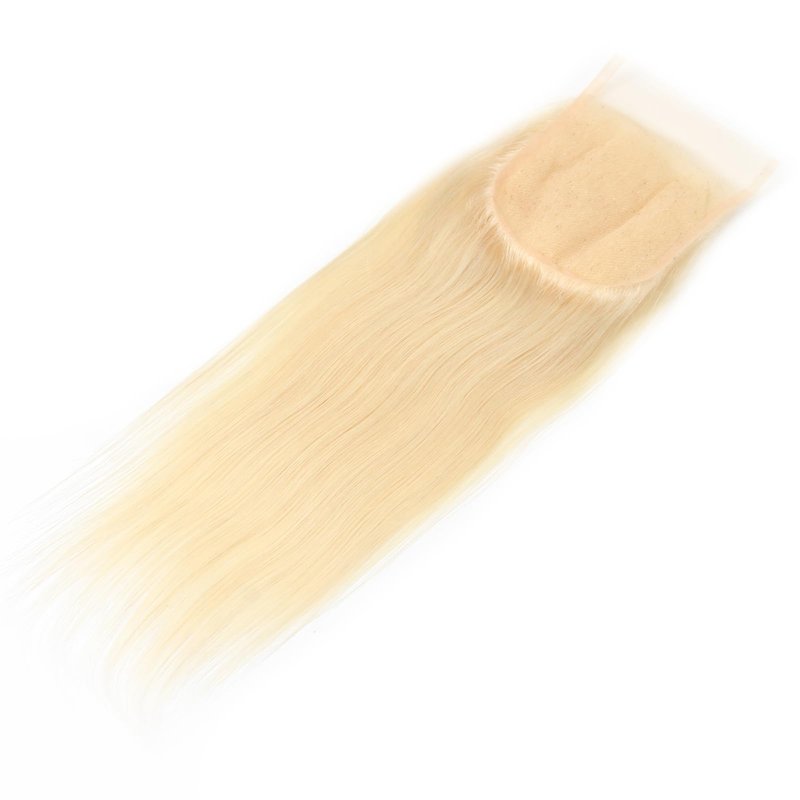LANWIUKU 613 Closure 4x4 Lace Closure Straight Human Hair 613 Blonde Closure Pre Plucked With Baby Hair Brazilian Virgin Blonde Human Hair HD Lace Closure (16 Inch)