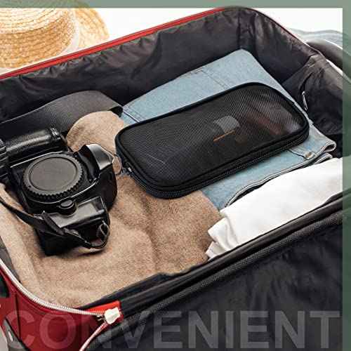 Weewooday 4 Pcs Mesh Makeup Bag Mesh Cosmetic Bag Travel Toiletry Pouch with Zipper Mini Makeup Cosmetic Purse for Daily Accessory(Small, Large, Medium,Black)