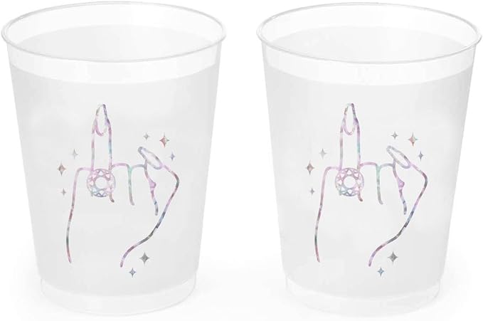 xo, Fetti Bachelorette Party Ring Finger Reusable Cups - 16 Frost Flex Cups | Bach Party Drinkware, Cute Bridal Shower Supplies, Engagement Reusable Cups, Bride To Be Decorations, Bridesmaids Favors