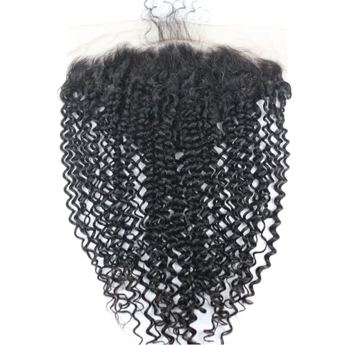 Dreambeauty Transparent Lace Color 13¡¿6" Lace Frontal Closure Kinky Curly Free Part Brazilian Remy Human Hair Pre-Plucked Natural Hairline Lace Frontal Closure with Baby Hair Natural Color (18 Inch)