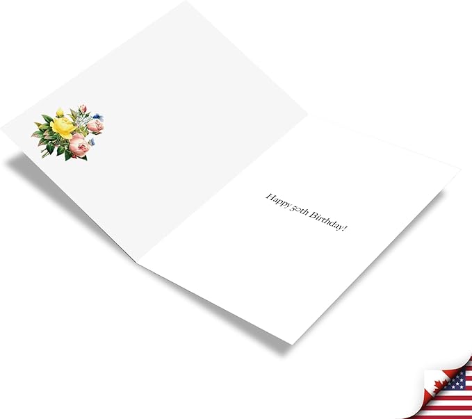 NobleWorks - 50th Funny Card for Birthday - Milestone Bday of 50 Years, Celebrate and Congrats Notecard with Envelope - Floating Numbers 50 C9457CMBG