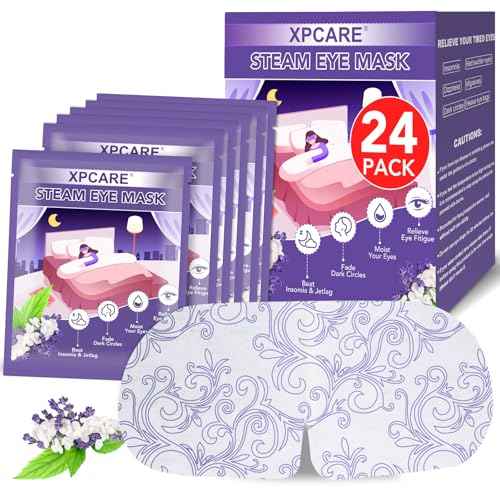 XPCARE 24 Pack Steam Eye Masks for Dry Eyes, Self Heated Steam Warm Eye Mask, Disposable Heated Eye Mask for Dark Circles, Puffy Eyes, Relief Stress Eye Fatigue£¨Lavender£©
