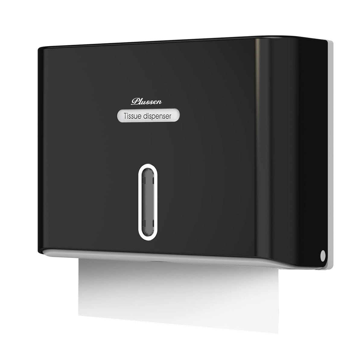 PLUSSEN Paper Towel Dispenser Wall Mount, Adhesive No Drilling Multifold Trifold C Fold Commercial Hand Towel Dispenser,Black