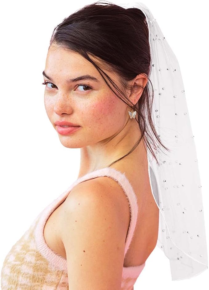xo, Fetti Bachelorette Party Pearl Bridal Veil | Headband Decorations, Bride To Be Gift, Wedding