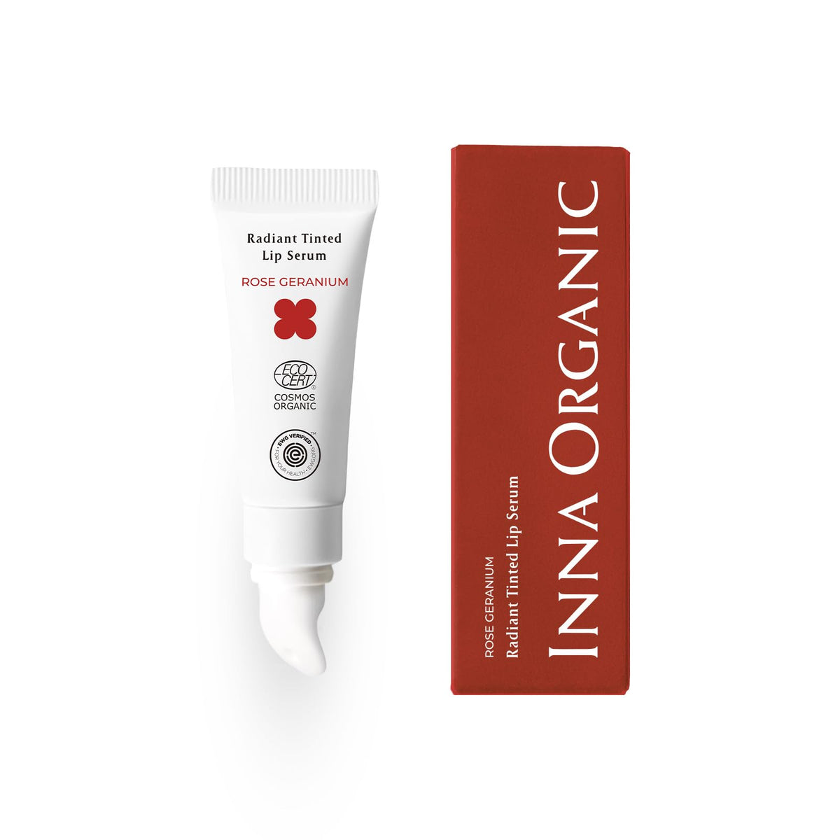 INNA ORGANIC Organic Tinted Lip Balm, Moisturizing, Healing, Light Rosy color, 100% Vegan Lip Serum, EWG & COSMOS Certified| suitable for 10-15, kids | Rose Geranium Essential Oil Infused