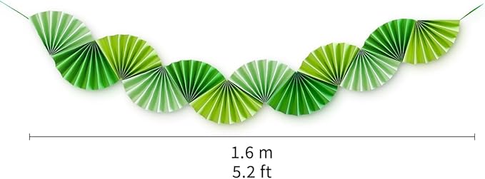 Green Paper Fan Garland - Paper Fan Garland Party Decorations - Perfect for Birthday Parties, Holiday Decorations, Family Gatherings, Weddings and More (Green)