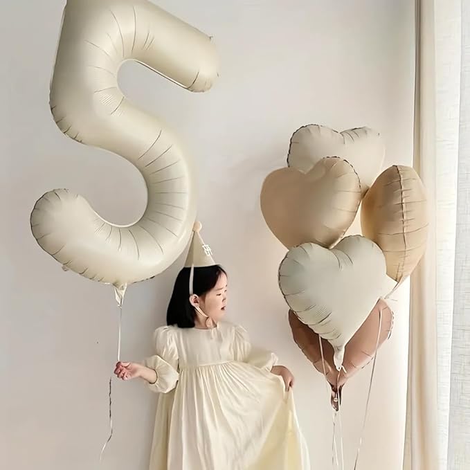 40 inch Cream White Number Balloon Giant Foil Helium Balloons Beige Number 9 Balloon for 9th Birthday Party Anniversary Decorations Supplies