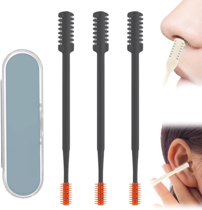 Nasal Hair Cutter, 2026 Upgraded Double Sided Portable Nose Hair Trimmer for Women Men, Travel Essentials Washable Nose Hair Remover Grooming Tool (Gray, 3 Pcs)