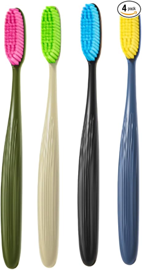 Extra Soft toothbrushes for Adults，Suitable for Sensitive Teeth and People with periodontal Disease,Big and Long Toothbrush Head. 4 Count (Pack of 1)