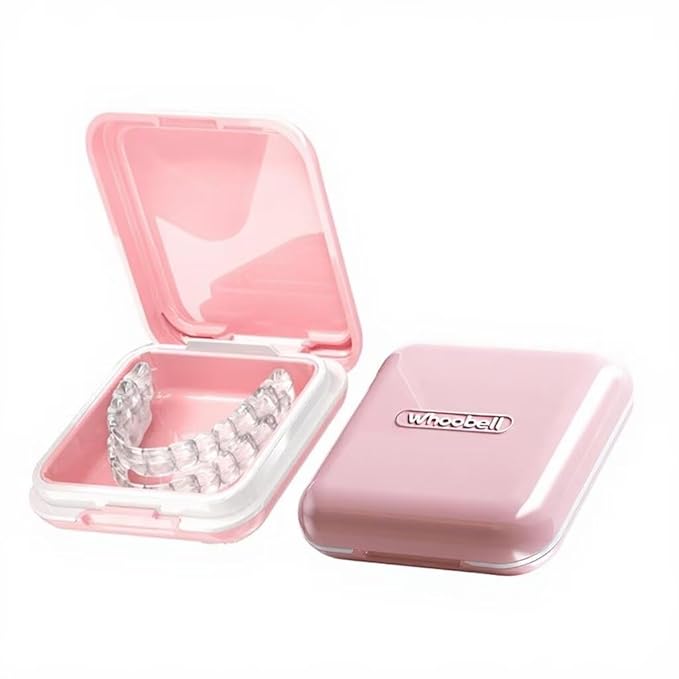 Retainer Case, Cute Retainer Case with Slim, Night Mouth Guard Case with Lid Hinge, Large Aligner Case, Inner Size 2.56, 2.36, 0.79inch（1pack)