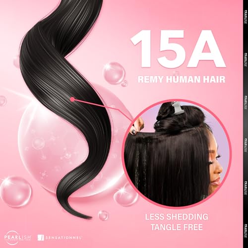 Sensationnel Pearlish bundle human hair - euro deep deep pearl conditioned 15a soft remy beauty supply sew in or glue on bundles (22 Inch, NATURAL/BLACK)