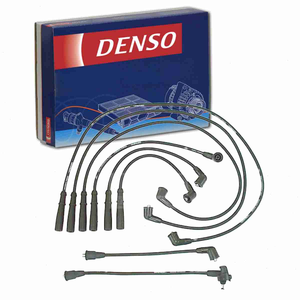 DENSO Spark Plug Wire Set compatible with Toyota Pickup 3.0L V6 1988-1991