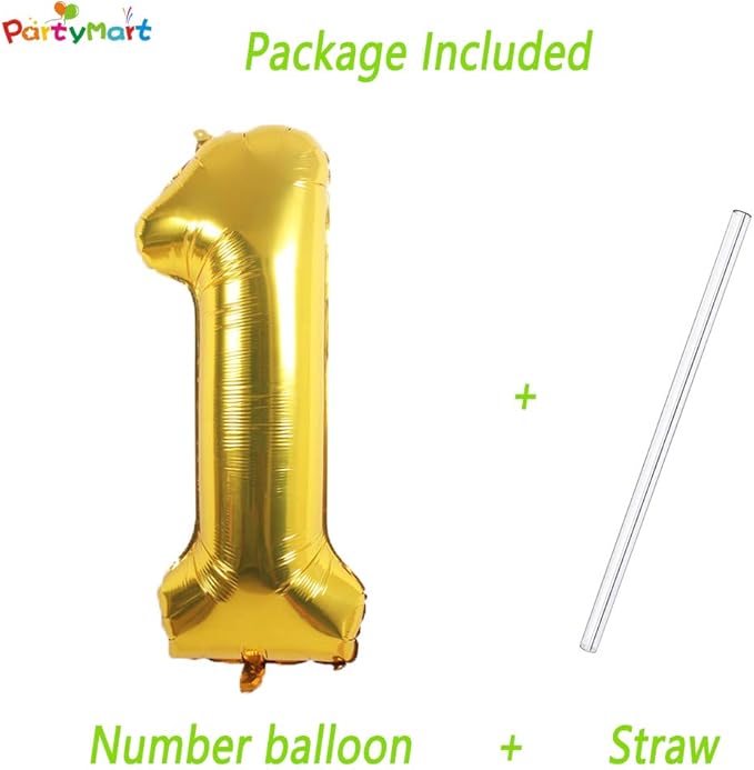 gold Foil Balloons Number 1, 42 inch