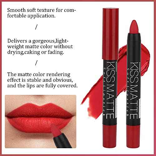 evpct 3Pcs Dark Red Lip Liner Pencil Set, Deep Ruby Red Matte Lipstick Long Lasting for Women, Lipstick and Lip Liner Crayon Set, Lipliner Pencil, Magic Lipsticks 24 Hours Original 10&11&18