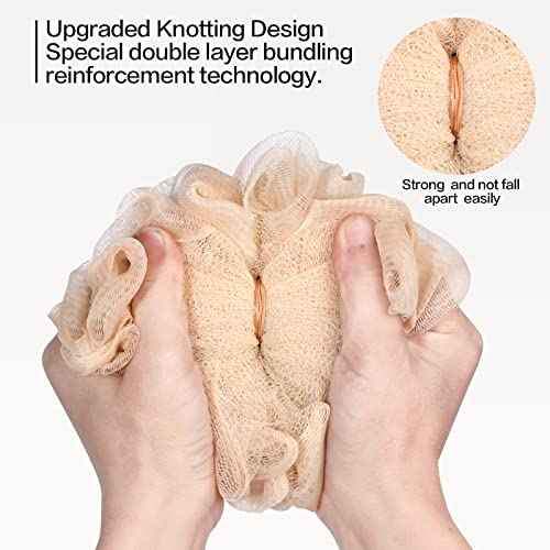 Fishent Bath Loofah Sponge, 3 Pack loofahs Exfoliating Body Scrubber, 60g Soft Mesh Pouf Shower Puffs, Loofa for Women and Men