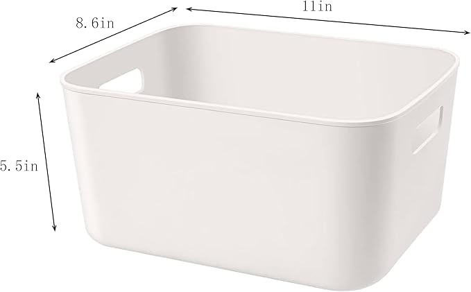 Amyup Set Of 2 Plastic Storage Bins,10.5×8×5.5" Versatile Kitchen Pantry Organization and Storage,for Plastic Storage Container Under Bed,Under Sink Bathroom Organizer (2 Pack Medium, White)