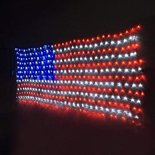YULIANG LED American Flag Lights,6.5ft*3.2ft Waterproof Led Flag Net Light Outdoor for 4th of July Decorations,Independence Day,Memorial Day, Festival, Garden,Outdoor Christmas Decoration