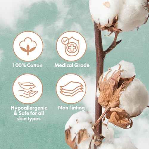 Intrinsics Cotton Naturelles (80 Count) - 2¡± Medium-High Absorbency Cotton Rounds, Lint-Free Hypoallergenic Cotton Pads, for Makeup Removal, Cleansing & Cosmetic Application