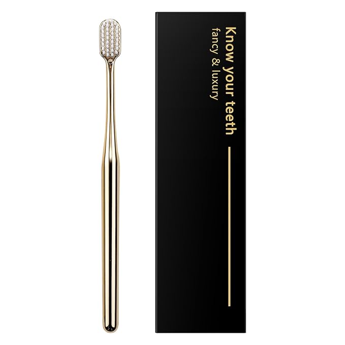 Z-VAPRESS Gold Color Toothbrush Soft Bristles Fancy Toothbrush Home Hospitality Travel Toothbrushes Luxury Gold Color Manual Toothbrushes