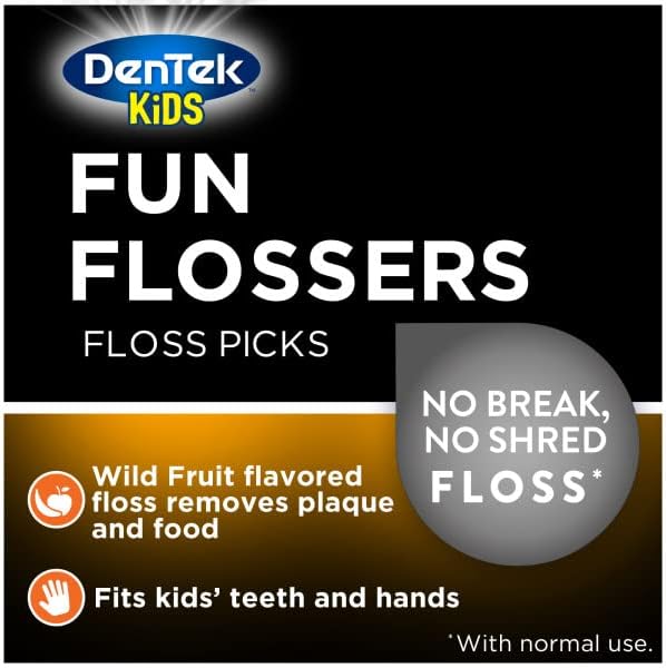 DenTek Kids Fun Flossers, Wild Fruit Flavor 40 Count (Pack of 3)