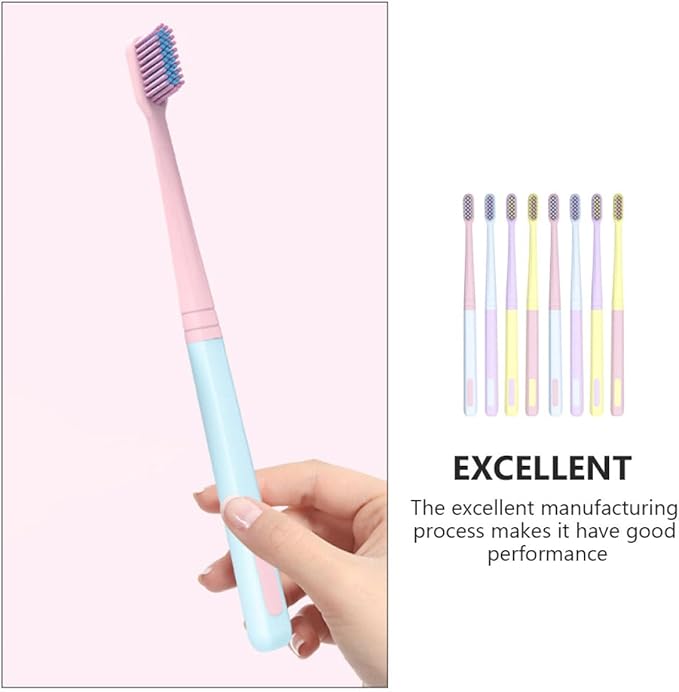 HAPINARY Soft Bristle Toothbrush for Adults 8pcs Travel Toothbrush Set, Small Head Portable Oral Care Brush with Soft Nylon Bristles, Household Tooth Cleaning Tool Suitable for Travel and