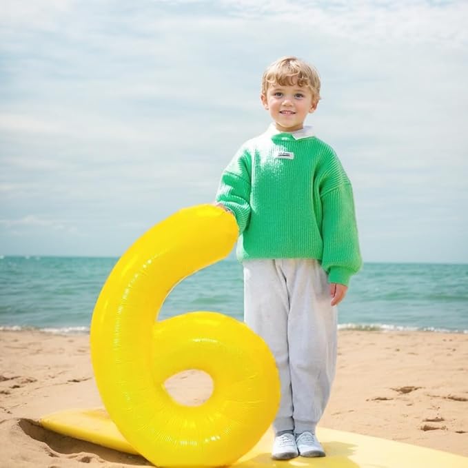 40 inch Yellow Number Balloon Giant Foil Helium Balloons Number 6 Balloon for 6th Birthday Party Decorations