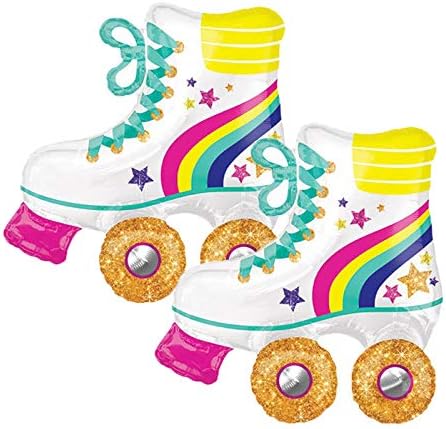 Set of 2 Glitter Roller Skate 30" Foil Party Balloons