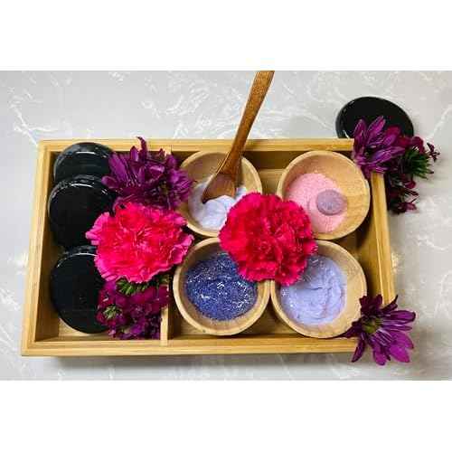 Generic Pedicure Bamboo Spa Tray Set: 4 Bowls, Spoon, 10 x 6 x 1.3 inches