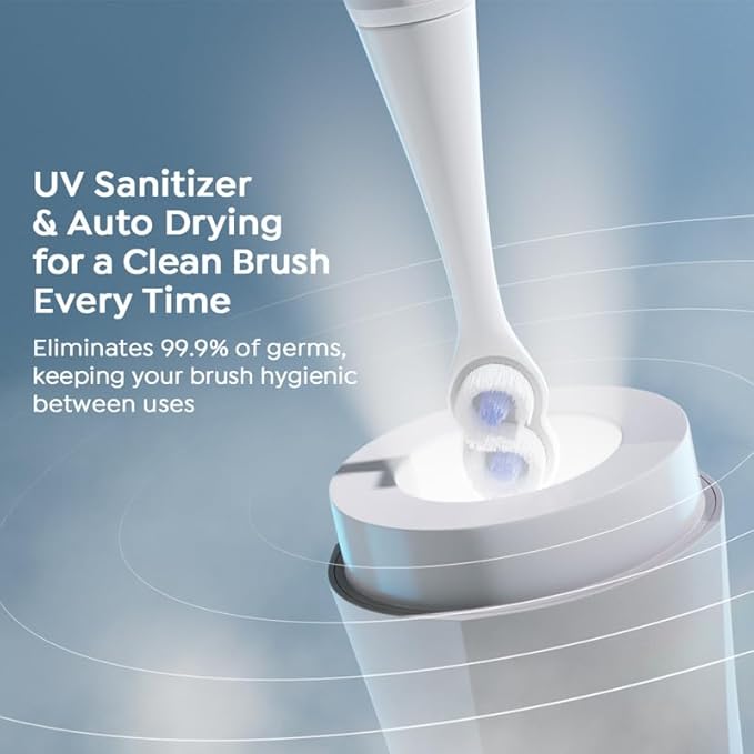 SuperMouth ULTIM8 SmartBrush™ System – Electric Toothbrush with Patented SuperBristles®, Sanitizing SmartHub®, Travel SmartCase®, Dual Sonic Modes, and Pressure Sensor – Rose Gold